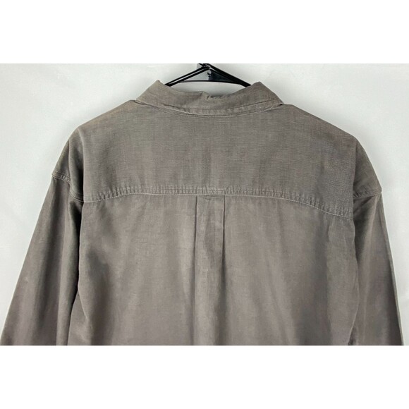 NWT Faded Glory Corduroy Shirt Men Large Gray Button Down 100% Cotton Fall Shirt - Picture 8 of 13